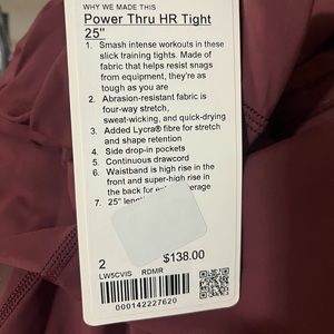 Lululemon Power thru high rise 25” leggings